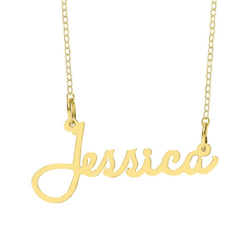 14K Gold Overlay Name Necklace- Single Plate, Style 6